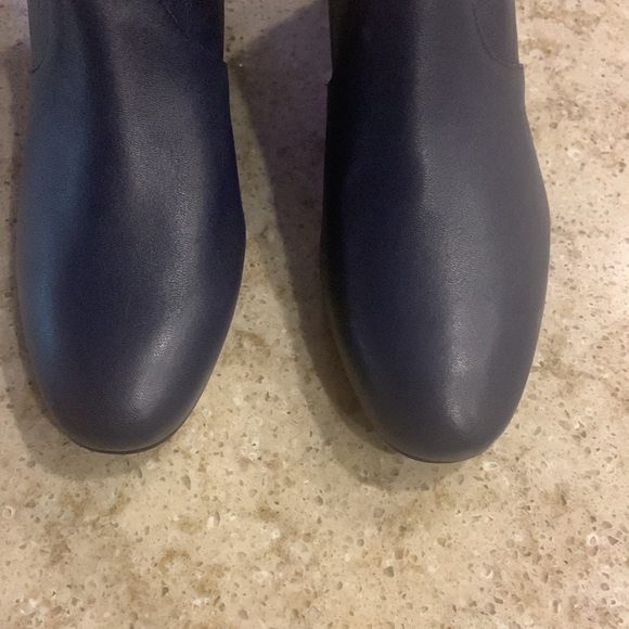 NWOT Stuart Weitzman Navy Blue Allshine Leather Sock Booties Size 8 - Picture 7 of 10